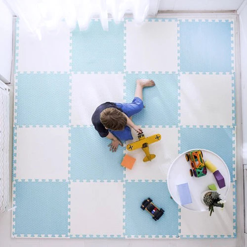 Salteluta de joaca 4 piese puzzle pentru copii Ricokids AlbAlbastru 120x120, din spuma groasa EVA inodora,izolator termic, rezistenta la apa,usor de curatat,antiderapanta - 1