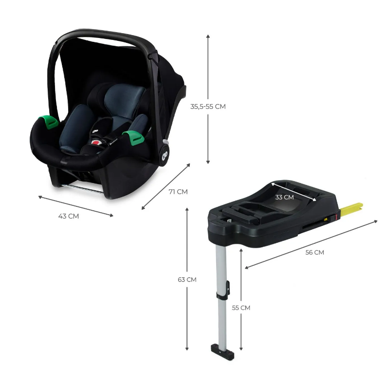 Scoica auto Kinderkraft Mink pro i-size 40-75 cm + baza zestaw black - 1