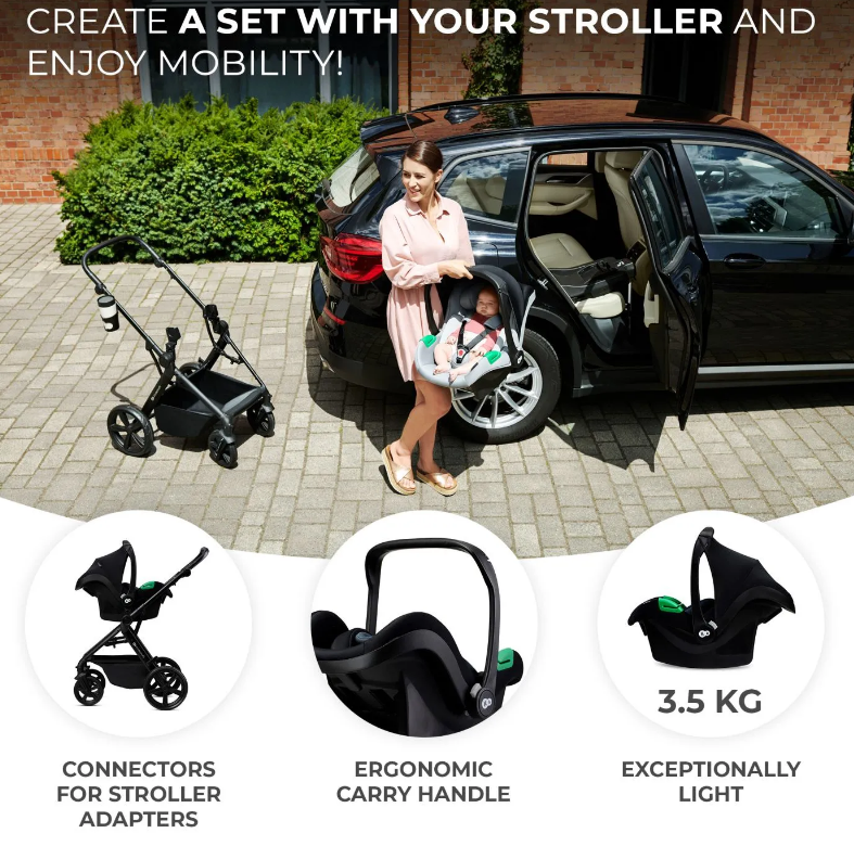 Scoica auto Kinderkraft Mink pro i-size 40-75 cm + baza zestaw black - 6