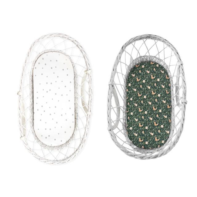 Set 2 cearsafuri cu elastic pentru landoucosulet bebe Bumbac Green ForestGri Sleepee - 3