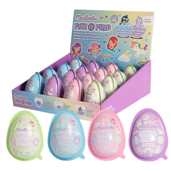 Set 16 bombe de baie efervescente in forma de ou cu figurina surpriza in interior 150g Martinelia