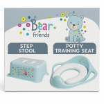 Set reductor toaleta cu capac moale si inaltator antiderapant Maltex baby bear and friends mint