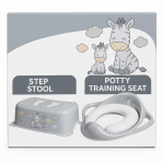 Set reductor toaleta cu capac moale si inaltator antiderapant Maltex baby zebra gri