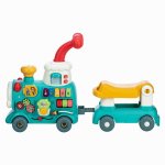 Antemergator Magic Train Free2Move Green 5 in 1 cu diverse activitati de joaca, panou educational, efecte sonore si luminoase
