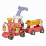 Antemergator Magic Train Free2Move Pink 5 in 1 cu diverse activitati de joaca, panou educational, efecte sonore si luminoase