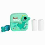 Aparat foto pentru copii cu printare instant Free2Play Dino, camere duale fata-spate, cadre distractive, 6 filtre