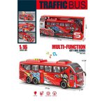 Autobuz rosu cu frictiune, deschidere usi, lumini si sunete