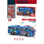 Autobuz albastru cu frictiune, deschidere usi, lumini si sunete