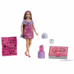 Set papusa Barbie mov party unboxed reveal cu 10 accesorii surpriza