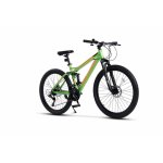 Bicicleta MTB-Full Suspension Velors Earth 2.6 V2660G Verde/Portocaliu, roti 26 inch, inaltime utilizator 150-165cm, greutate suportata 100 kg
