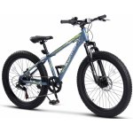 Bicicleta pentru copii Ecarpat Ride S24109C Albastru/Verde, 24 inch, echipare Shimano, anvelope late, furca cu suspensie, frane disc, 7 viteze