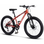 Bicicleta pentru copii Ecarpat Ride S24109C Portocaliu, 24 inch, echipare Shimano, anvelope late, furca cu suspensie, frane disc, 7 viteze