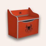 Bancuta pentru copii cu spatiu de depozitare Spiderman rosu
