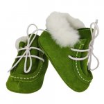 Botosei cu guler din blana Velur Verde Herbal din piele naturala marime 19