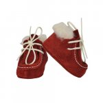 Botosei cu guler din blana Velur Rosu Lollipop din piele naturala marime 17