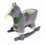 Calut balansoar interactiv pentru copii Matadi, prevazut cu roti, spatar si efecte sonore realiste, realizat din plus grey, dimensiune 65 x 50 x 36cm