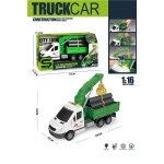 Camioneta alb-verde cu brat macara, frictiune, lumini si sunete