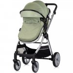 Carucior 2 in 1 pentru copii Chipolino Vista Basil, transformabil, cadru din aluminiu, sezut reversibil, maner reglabil, suspensii, husa de picioare, geanta, greutate suportata 22 kg