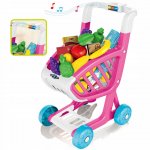 Carucior de cumparaturi pentru copii Matadi Light Pink cu roti mobile, prevazut cu lumini si 16 melodii , echipat cu 41 accesorii realiste, dimensiune 34x24x44.5 cm