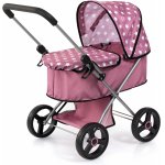 Carucior pentru papusi Bayer Go Maria Roz cu roti robuste,cadru metalic pliabil,capotina reglabila,cosulet accesorii si husa pentru picioare