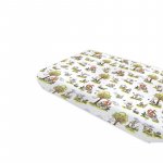 Cearceaf cu elastic Qmini Fox on bikes Natural pentru pat 160x80 cm, din bumbac