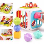 Cub educativ multifunctional Doris cu sortator forme si culori,circuit motric,xilofon,roti mobile,codite flexibile de trs