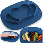 Farfurie compartimentata Ricokids Albastru royal cu capac din silicon ,fara bpa,potrivit pentru masina de vase si microunde