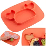 Farfurie compartimentata Ricokids Crab Rosu cu capac din silicon ,fara bpa,potrivit pentru masina de vase si microunde