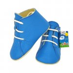 Ghetute cu siret pentru copii Baby fox Bit Nappa Blue din piele naturala marime 15