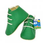 Ghetute cu siret pentru copii Baby fox Bit Nappa Verde din piele naturala marime 17