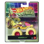 Masinuta Hot Wheels monster truck glow in the dark Bashzilla scara 1:64