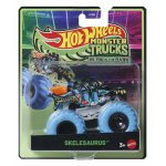 Masinuta Hot Wheels monster truck glow in the dark Skelesaurus scara 1:64