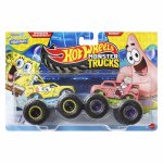 Set 2 masini Hot Wheels monster truck Spongebob Squarepants si Patrick scara 1:64