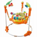 Jumper interactiv pentru copii Matadi Orange, cu lumini si sunete, sezut rotativ 360, inaltime ajustabila, dimensiune 95 x 72 x 72 cm