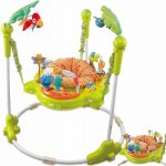 Jumper interactiv pentru copii Matadi Green, cu lumini si sunete, sezut rotativ 360, inaltime ajustabila, dimensiune 95 x 72 x 72 cm