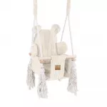 Leagan pentru copii si bebelusi MeowBaby catifea reiata, perna ursulet aesthetic power vanilla