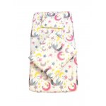 Lenjerie de pat 3 piese cu cearceaf plapumioara si pernuta slim 140x70 cm Croitoria Noastra Stele cu luna roz