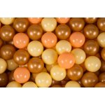 Set 200 bile din plastic 7 cm MeowBaby pentru centru de joaca piersica, galben pastel si auriu