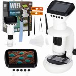 Microscop digital 3 in 1 pentru copii, functionalitate usb si wi-fi, alimentare usb-c, ecran rotativ cu afisaj color LCD, 6 LED-uri pentru iluminare