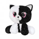 Jucarie de plus pisica negru cu alb 25 cm