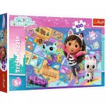 Puzzle Trefl Gabbys Dollhouse prietenia in casa pisicilor lui Gabby 100 piese