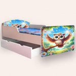 Pat pentru copii Bufnita, cu sertar, 2-12 ani, 160x80 cm