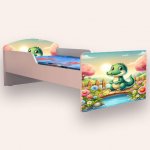 Pat pentru copii Crocodil, cu saltea, 2-8 ani, 140x70 cm