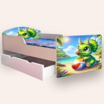 Pat pentru copii Dragon, cu sertar, 2-8 ani, 140x70 cm