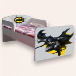 Pat pentru copii Batman, cu manere si saltea, 2-6 ani, 130x60 cm
