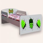 Pat pentru copii Halk cu manere si saltea, 2-6 ani, 130x60 cm