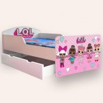Pat pentru copii LOL Surprise, cu sertar si saltea, 2-6 ani, 130x60 cm