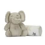 Paturica moale cu jucarie din plus Nappy Elefant Beige 90 x 75 cm 0 luni+
