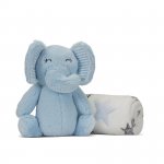 Paturica moale cu jucarie din plus Nappy Elefant Blue 90 x 75 cm 0 luni+