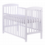 Patut bebe Olek alb din lemn masiv, inaltime reglabila a saltelei, sertar inclus